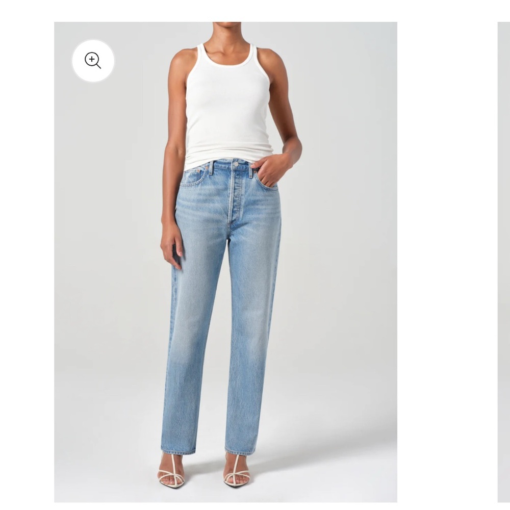 Agolde Blue Straight Leg Jeans High-Rise